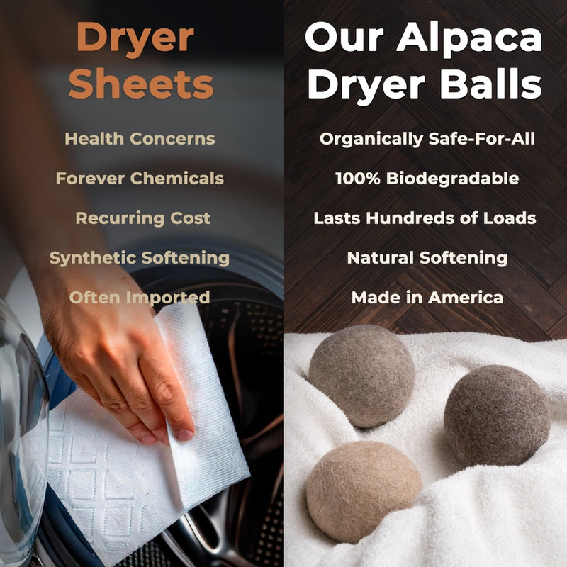 Alpaca Fleece Dryer Balls | Set of 10