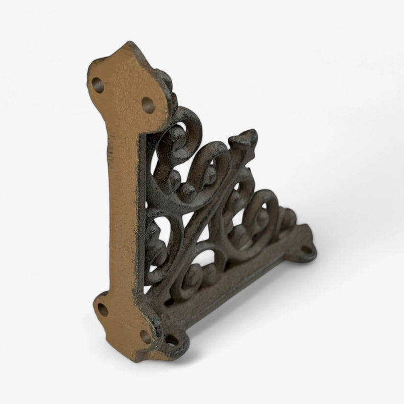 Cast Iron Shelf Bracket | Vintage Scroll — Antique Finish