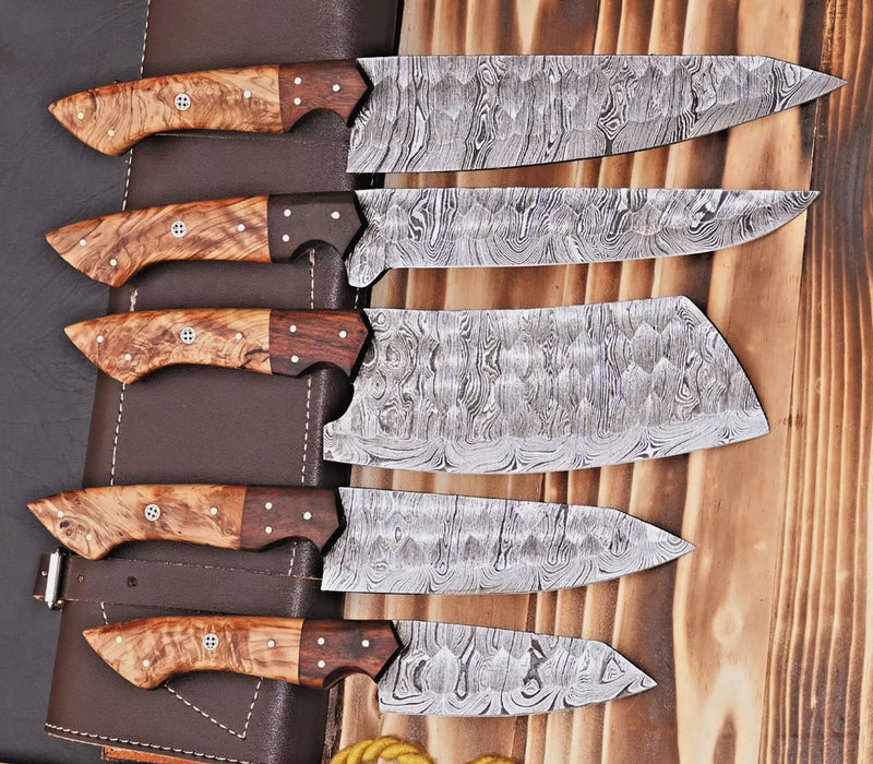 Handmade | Damascus Steel Kitchen Knife Set | 5 Piece