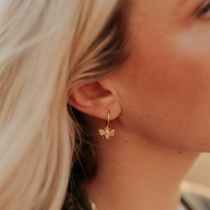 Honey Bee Huggie Hoop Earrings | Gold Vermeil