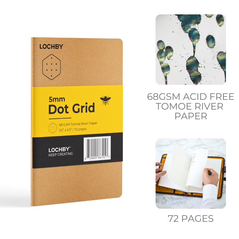Pocket-Size Dot Grid Notebook | 3.5" x 5.5" | Tomoe River Paper