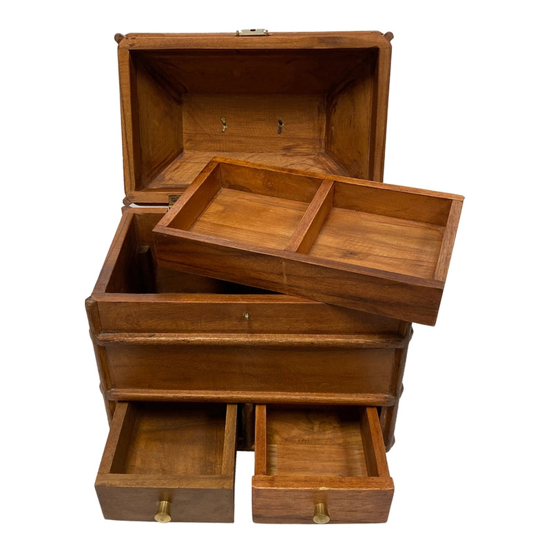 Portable Antique-Style Campaign Chest | Mango & Teak Wood