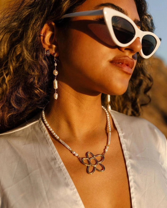 Pearl Hoop Drop Earrings | Gold Fill or Sterling Silver
