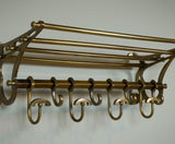 Brass Train-Style Wall Coat Rack | 8 Hooks
