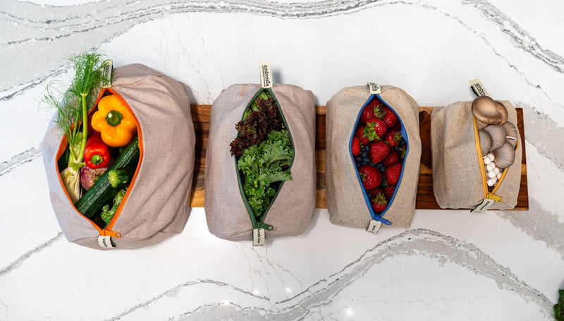 Reusable Linen Produce Bags | Complete Set of 4 | Handcrafted in California