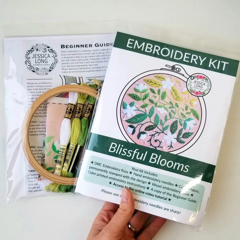 Blissful Blooms | Beginner Embroidery Kit | 5" Hoop