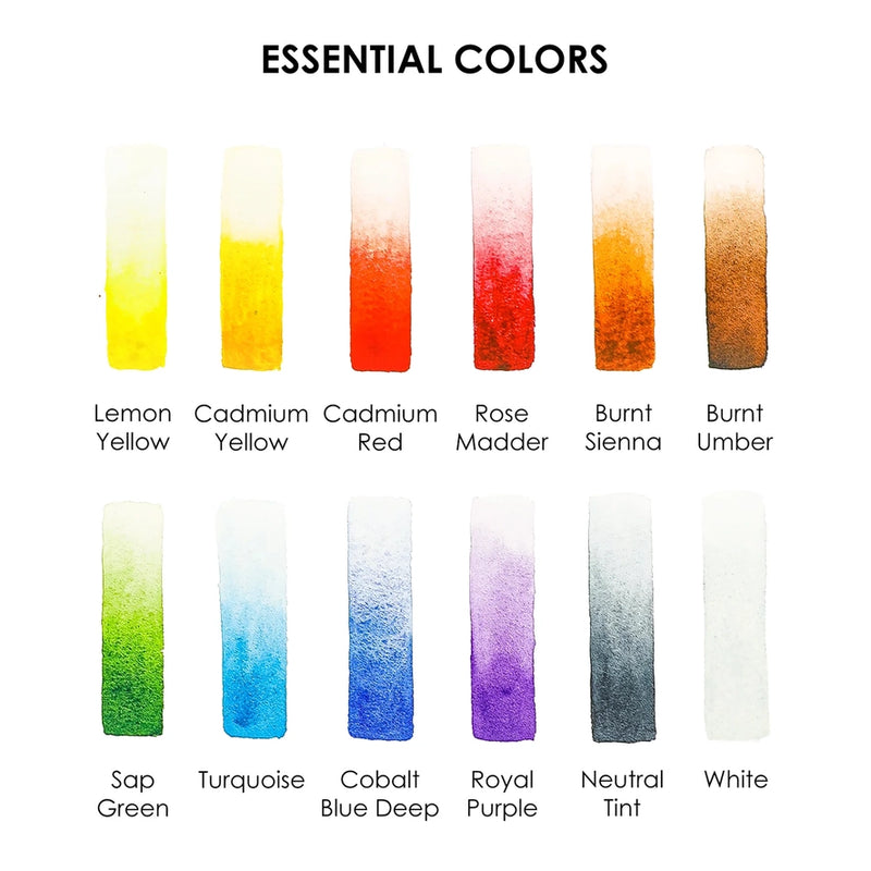 Watercolor Pocket Set | 12 Essential Colors with Brush