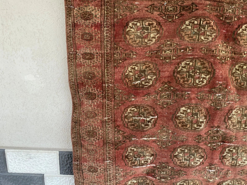 Vintage Turkoman Bukhara Wool Rug | 4'7" × 6'9" — Hand-Knotted c. 1950s