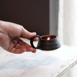 Wheel-Thrown Tea Light Holder | Stoneware | White, Cream, or Black