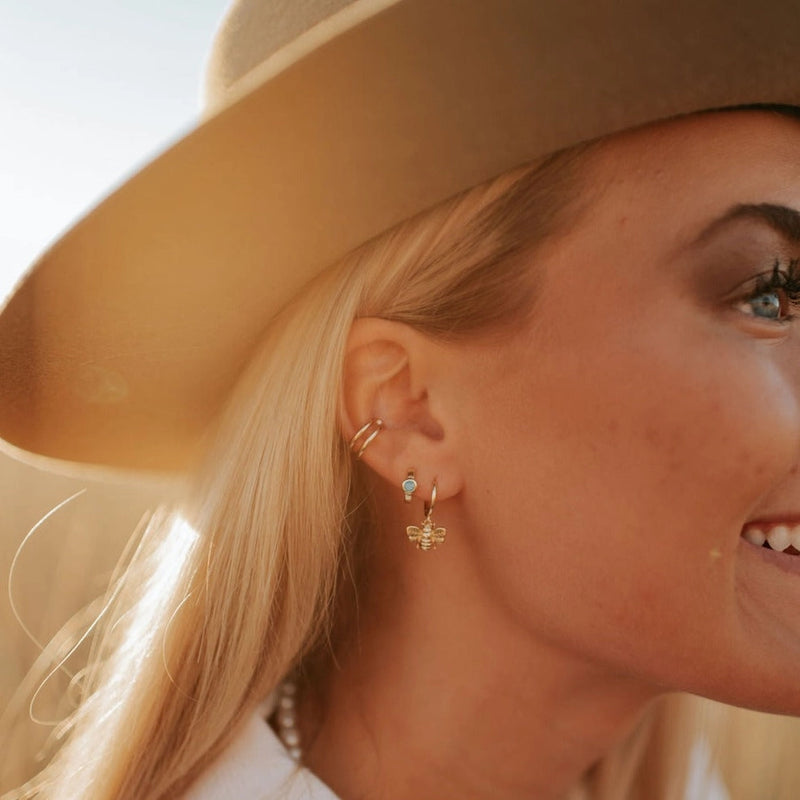 Honey Bee Huggie Hoop Earrings | Gold Vermeil