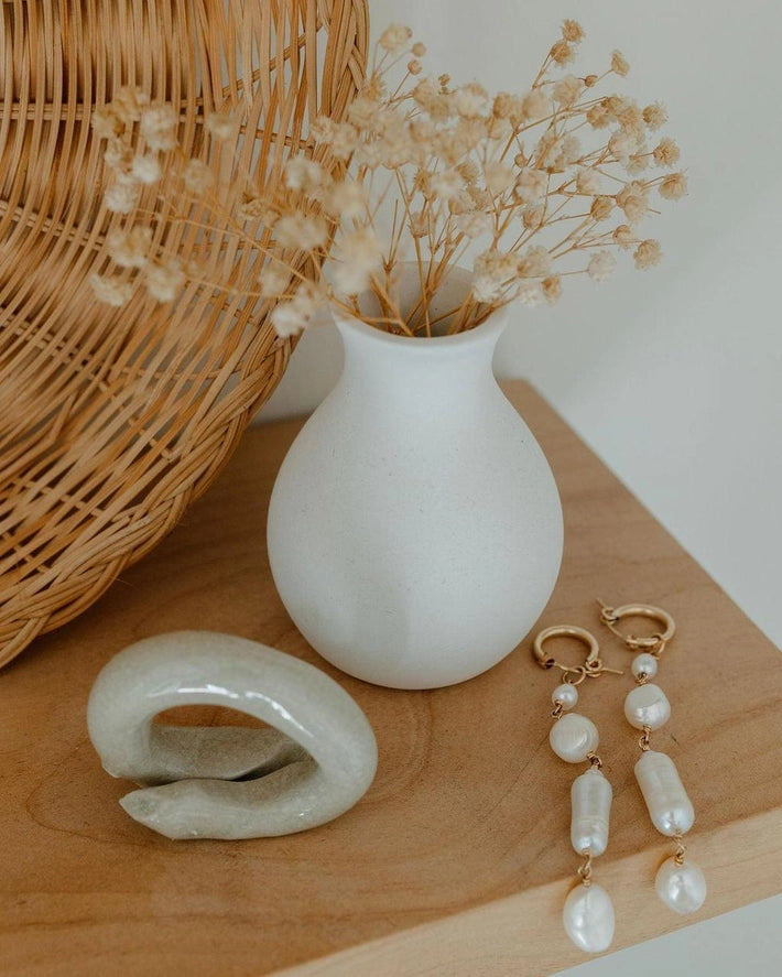 Pearl Hoop Drop Earrings | Gold Fill or Sterling Silver