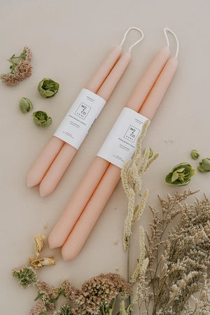 Hand-Dipped Beeswax Taper Candles