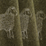 Sheep Mossy Green Pure Wool Throw | 51" x 75"