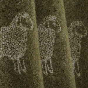 Sheep Mossy Green Pure Wool Throw | 51" x 75"