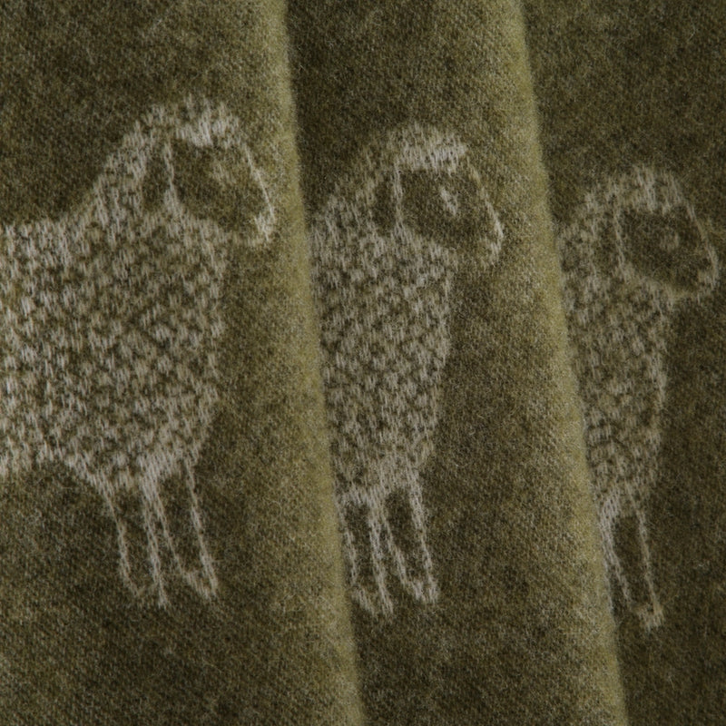 Sheep Mossy Green Pure Wool Throw | 51" x 75"