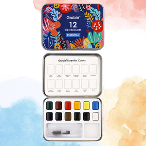 Watercolor Pocket Set | 12 Essential Colors with Brush