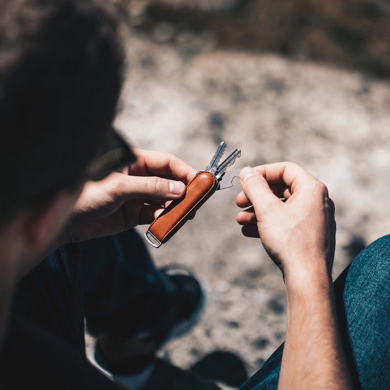Men’s Keychain | Tan Italian Leather | Marine Grade Steel