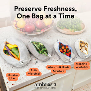 Reusable Linen Produce Bags | Complete Set of 4 | Handcrafted in California