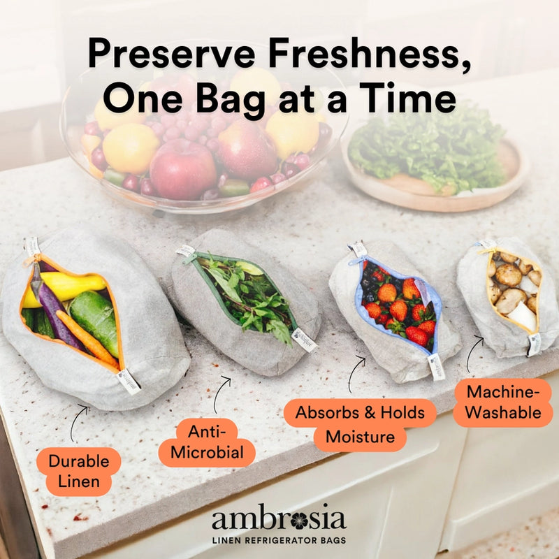 Reusable Linen Produce Bags | Complete Set of 4 | Handcrafted in California