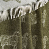 Sheep Mossy Green Pure Wool Throw | 51" x 75"