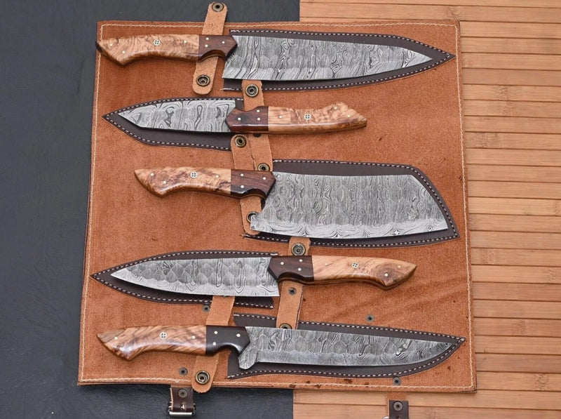 Handmade | Damascus Steel Kitchen Knife Set | 5 Piece