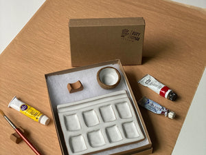 Ceramic Watercolor Palette | 8-Well, Handmade in Michigan | 5" × 4"