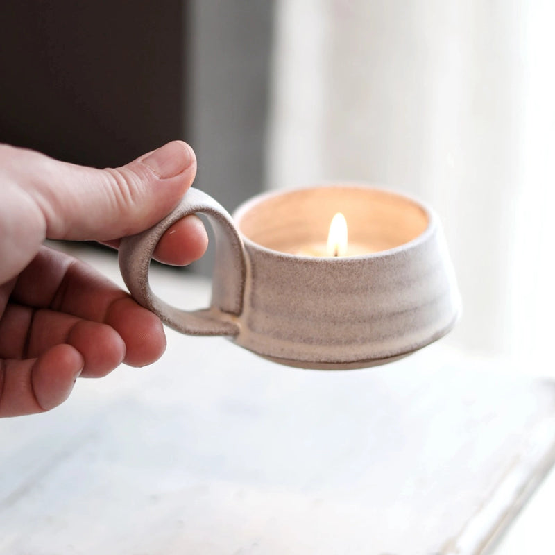 Wheel-Thrown Tea Light Holder | Stoneware | White, Cream, or Black