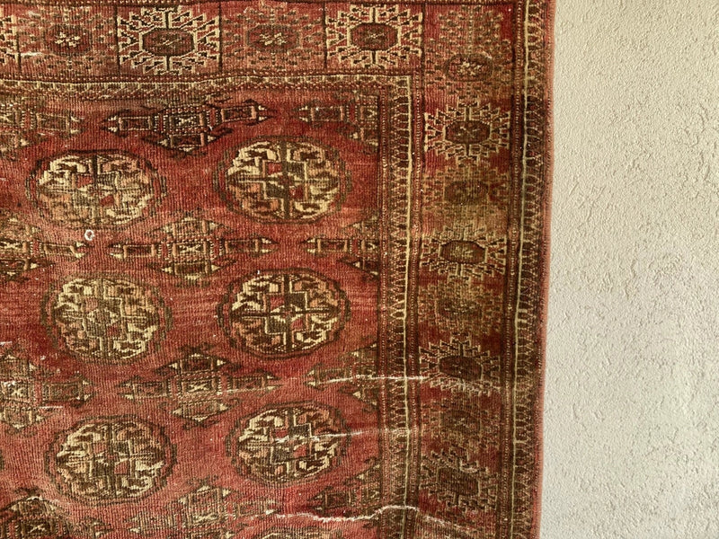 Vintage Turkoman Bukhara Wool Rug | 4'7" × 6'9" — Hand-Knotted c. 1950s