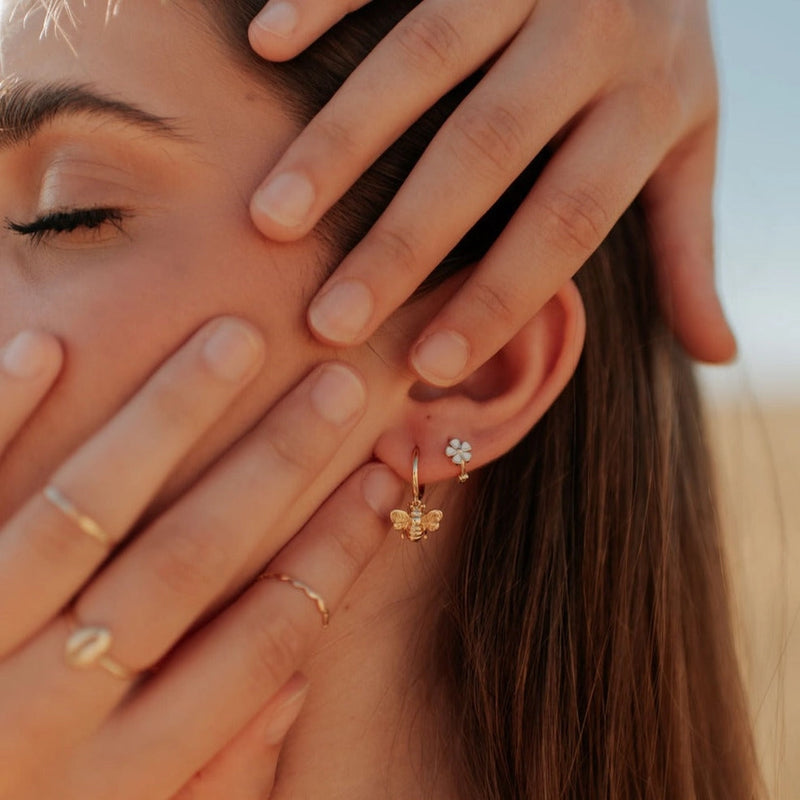 Honey Bee Huggie Hoop Earrings | Gold Vermeil