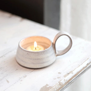 Wheel-Thrown Tea Light Holder | Stoneware | White, Cream, or Black