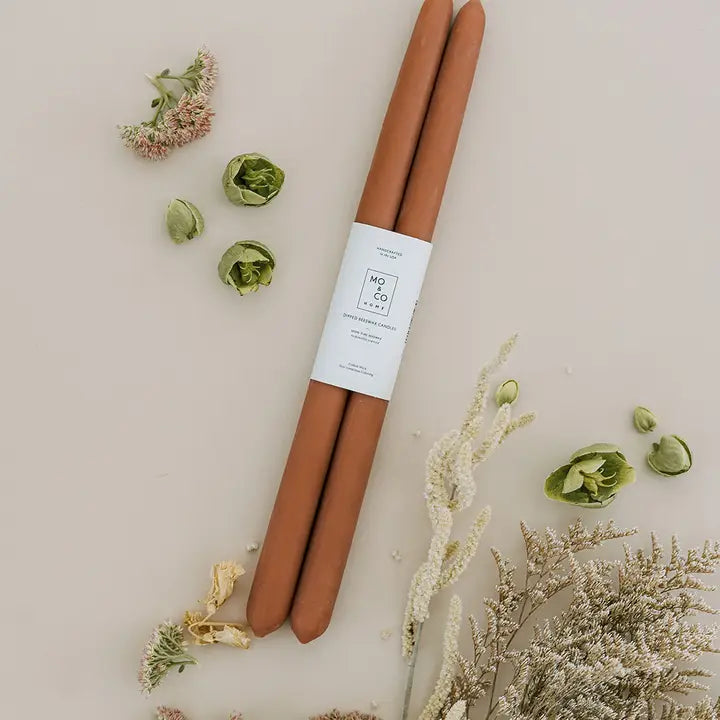 Hand-Dipped Beeswax Taper Candles