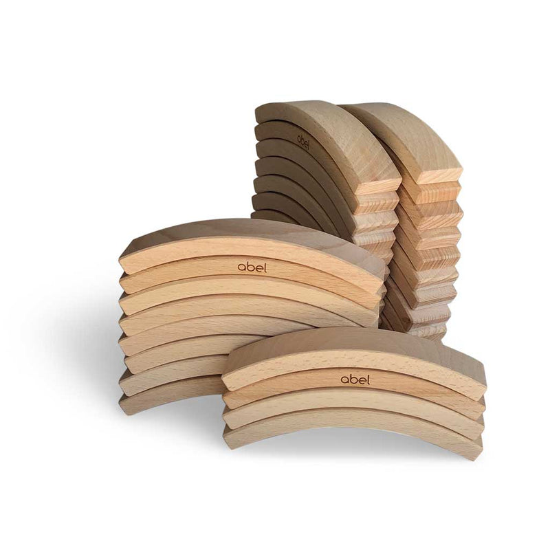 Abel Blocks Mini 36 | Curved Beech Building Blocks | 60° Arcs