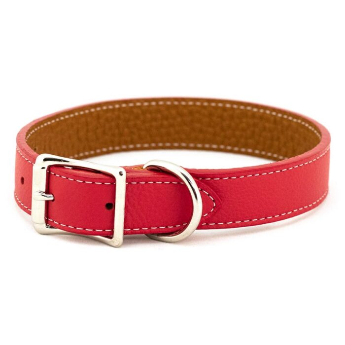 Italian Leather Dog Collar | 1" x 20" | Center Bar Buckle