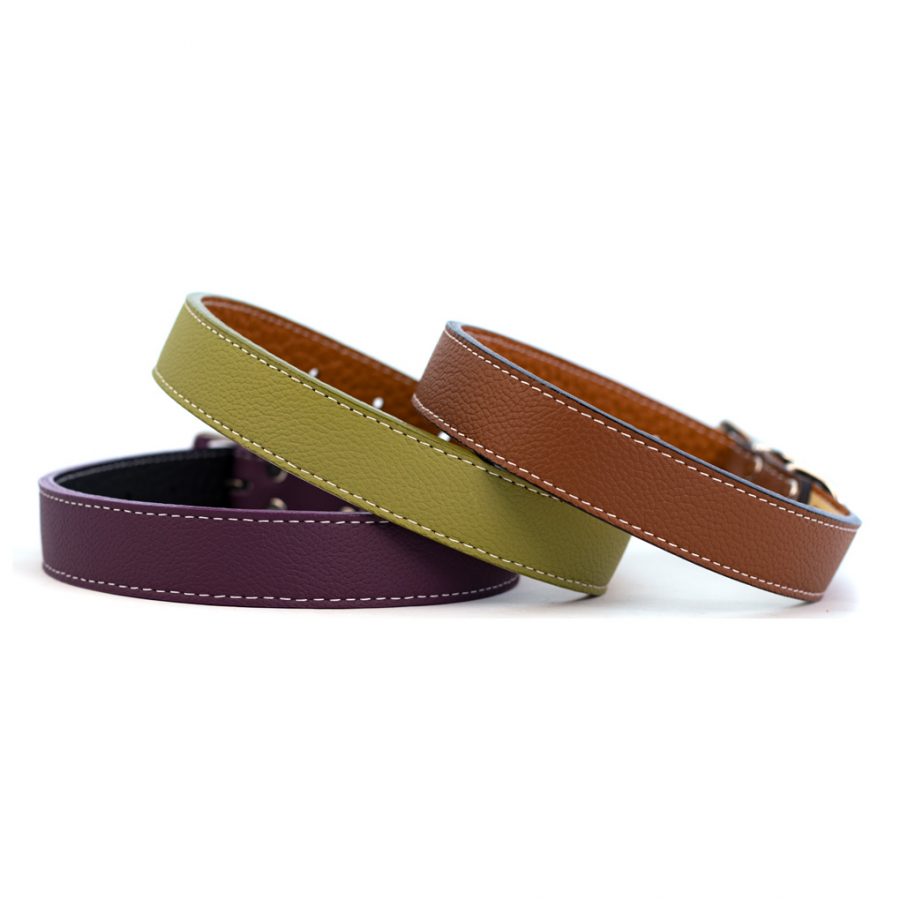 Italian Leather Dog Collar | Center Bar Buckle | 1" x 18"