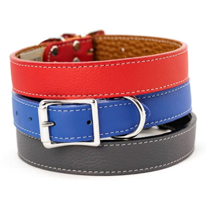 Italian Leather Dog Collar | 1" x 20" | Center Bar Buckle