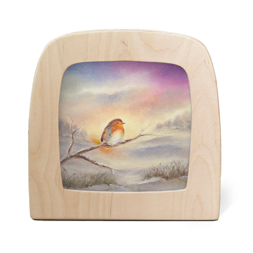 Winter Robin illustrated insert shown in a frame