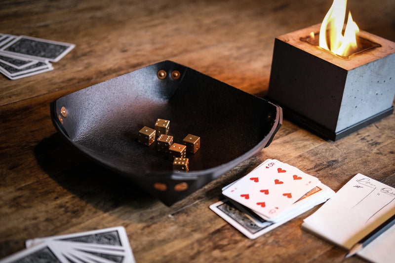 Brass Dice Set | 15mm | Set of 6 with Leather Pouch