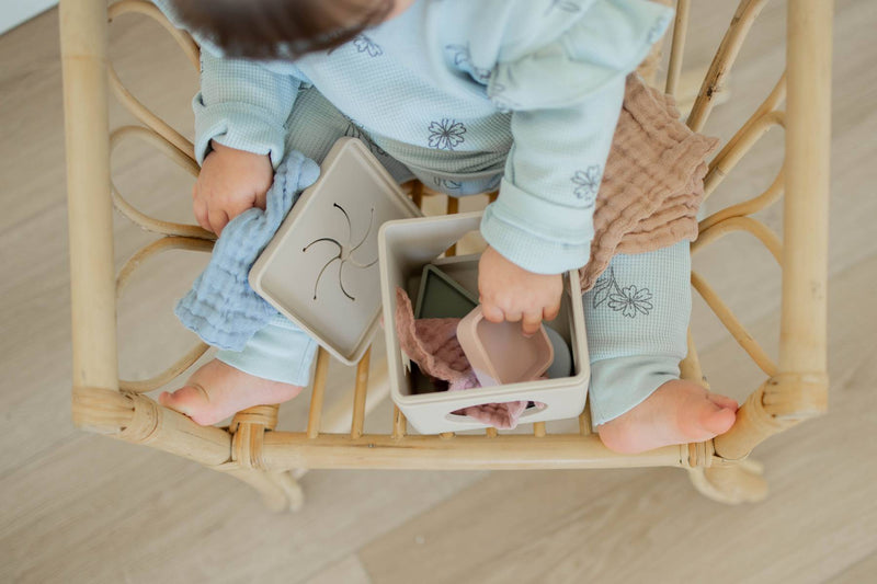 Silicone Shape Sorter with Muslin Cloths | BPA-Free Toy