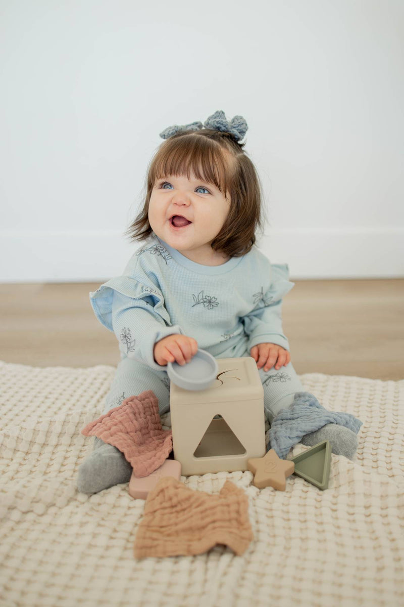 Silicone Shape Sorter with Muslin Cloths | BPA-Free Toy
