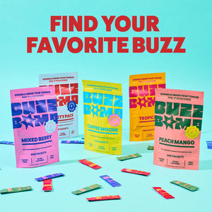 Buzz Bomb Variety Pack | 20 Sticks | 4 Flavors | 50mg Caffeine Each