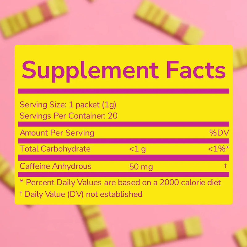 Lemon Drop Caffeine Powder | 50mg Per Stick | 20 Count