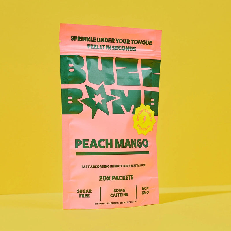 Buzz Bomb Caffeine Sticks | Peach Mango | 20-Pack