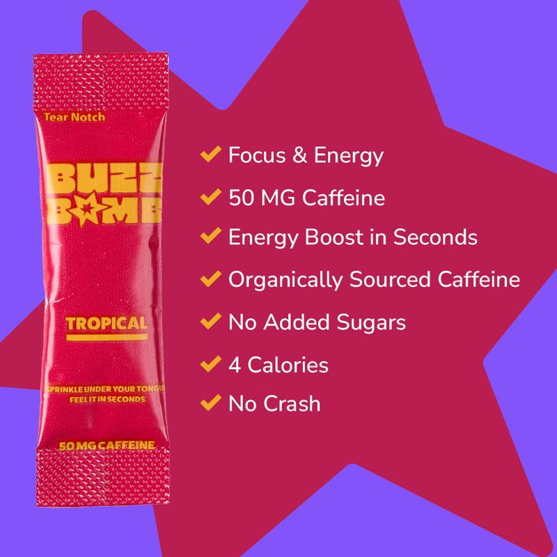 Buzz Bomb Caffeine Sticks | Tropical | 20-Pack