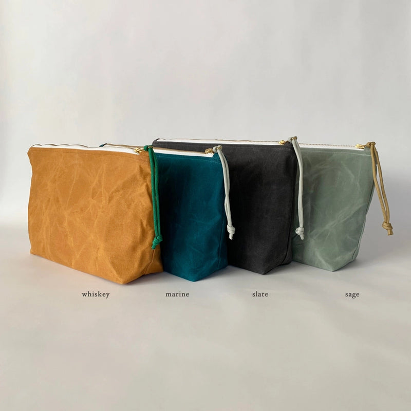 Waxed Canvas Cosmetic Bag — Large