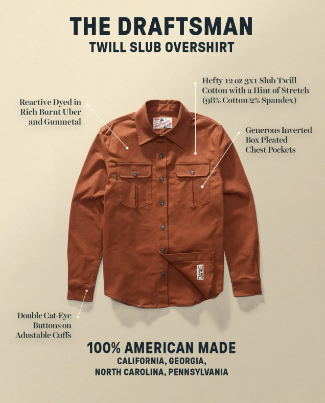 Slub Twill Overshirt | 12oz Cotton | Double Chest Pockets