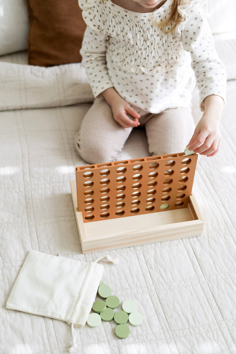 Wooden Four in a Row Game | Travel Size