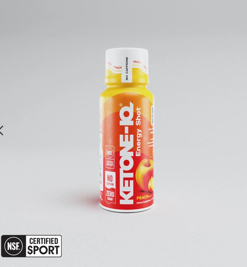 Ketone-IQ Peach Shot | No Caffeine, No Sugar | 6 Pack