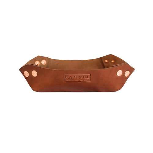 Hardmill leather valet tray — 8.5 inch square, handmade
