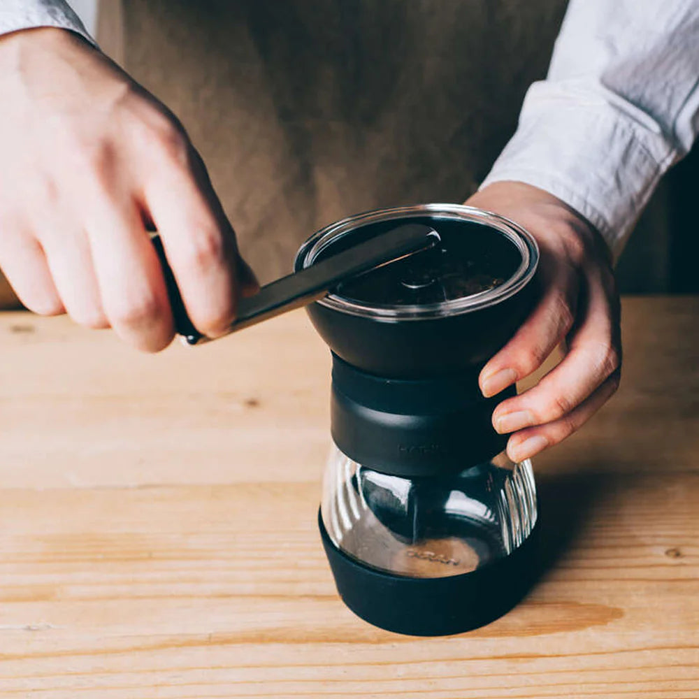 Hario Skerton Pro coffee grinder in use
