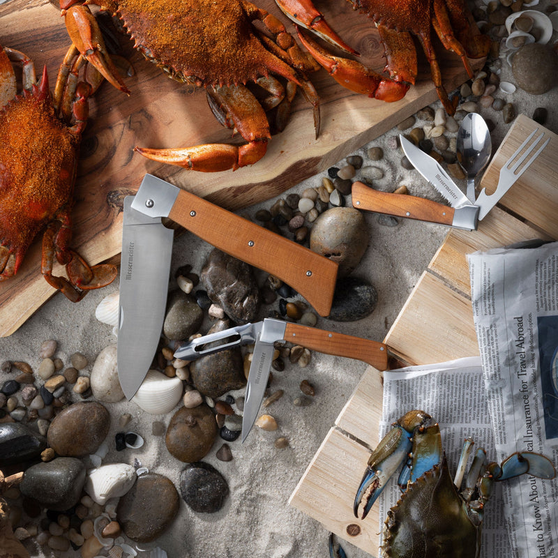 Adventure Chef Maple Summit Set | 6-Piece Folding Knife Set | German X50 Steel | Carbonized Maple Handles